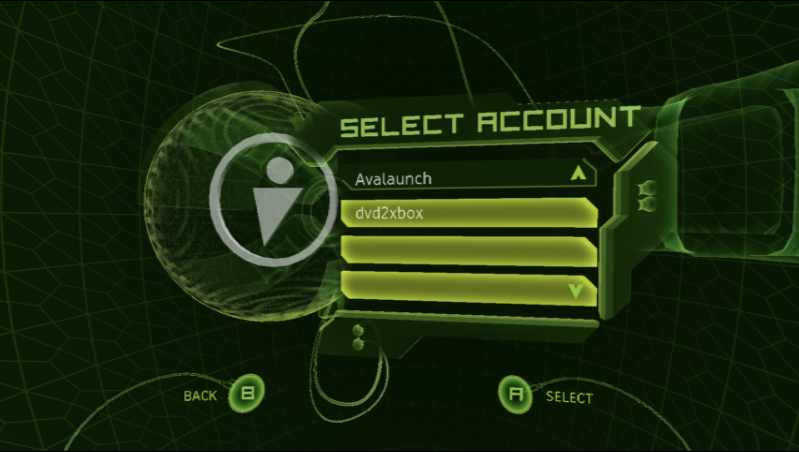 Xbox Live account selection