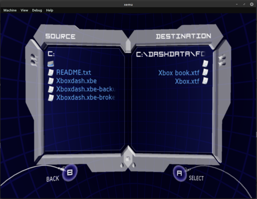 File browser in xemu
